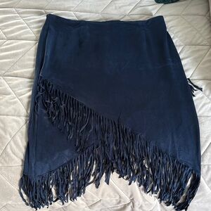 Navy Fringe Skirt